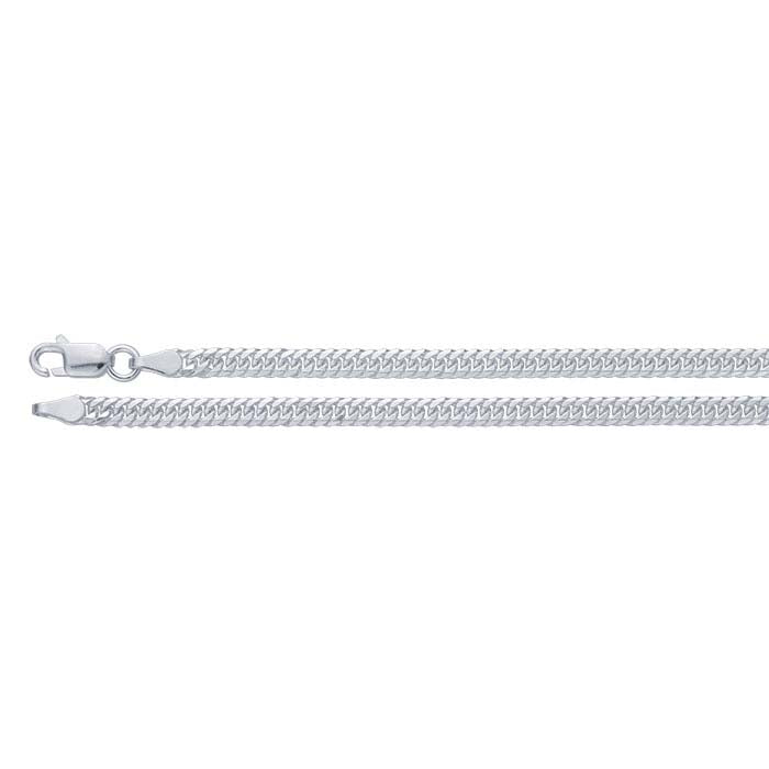 Sterling Silver 2.5mm Diamond-Cut Beveled Curb Chain