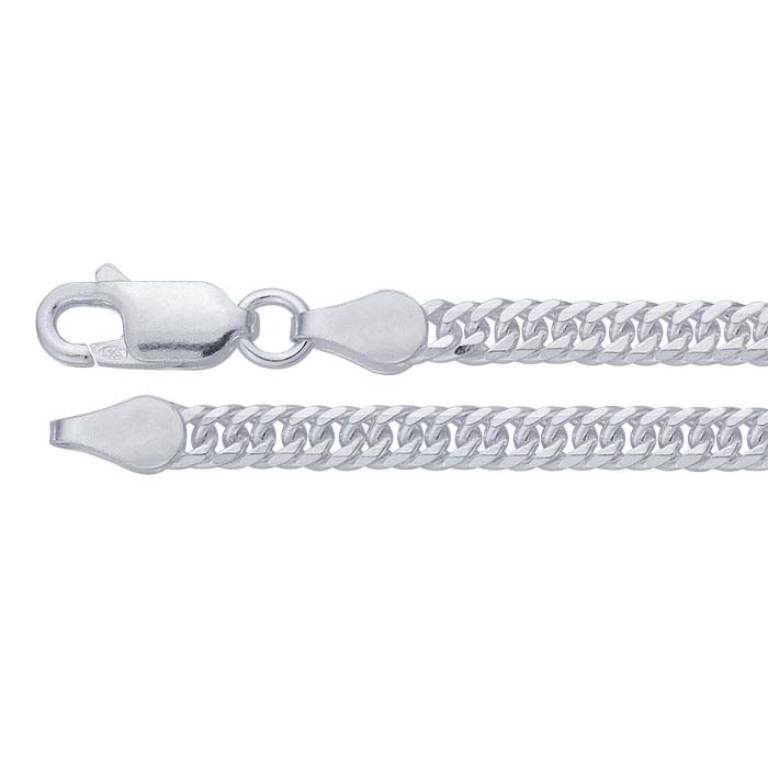 Sterling Silver 3.3mm Diamond-Cut Beveled Curb Chain