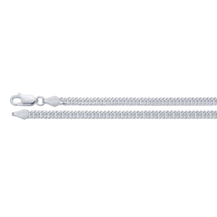 Sterling Silver 3.3mm Diamond-Cut Beveled Curb Chain