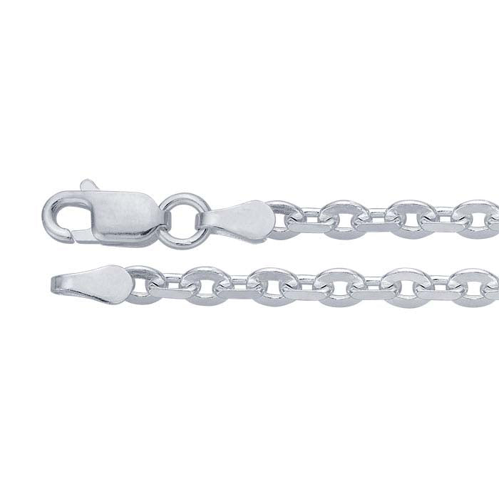 Sterling Silver 3,4 mm Flat Oval Kabelkedja