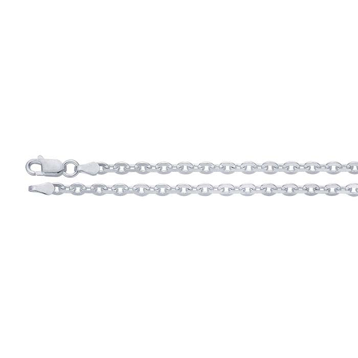 Sterling Silver 3,4 mm Flat Oval Kabelkedja