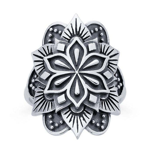 Sterling Silver Large Mandala Ring