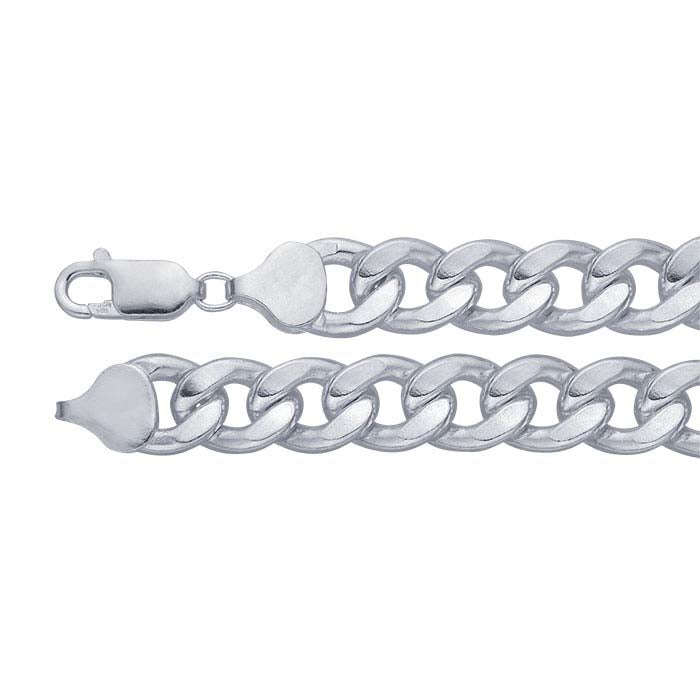 Sterling Silver Beveled Flat Curb Chain Bracelet