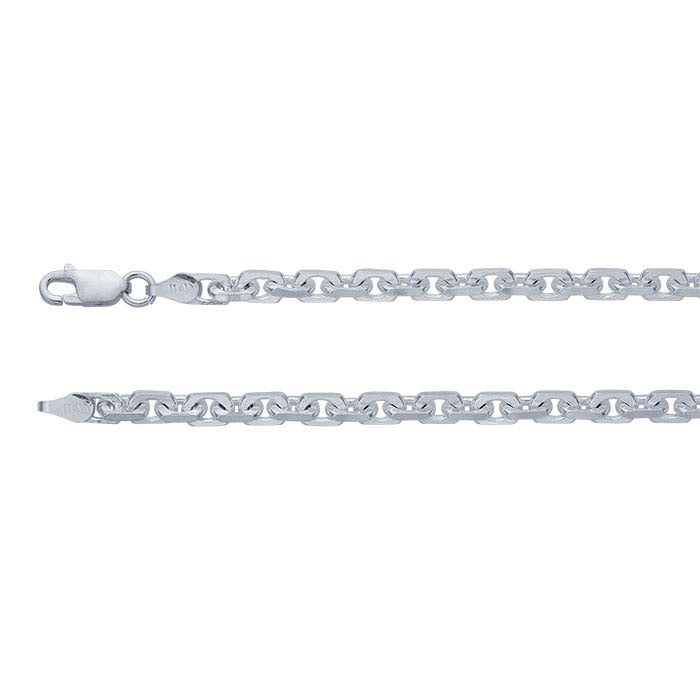 Ovale Ankerkette aus Sterlingsilber, 4,1 mm, diamantiert