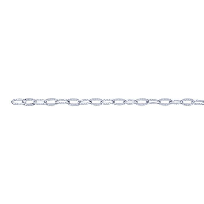 Sterling Silver Patterned Flat Oval Cable Chain