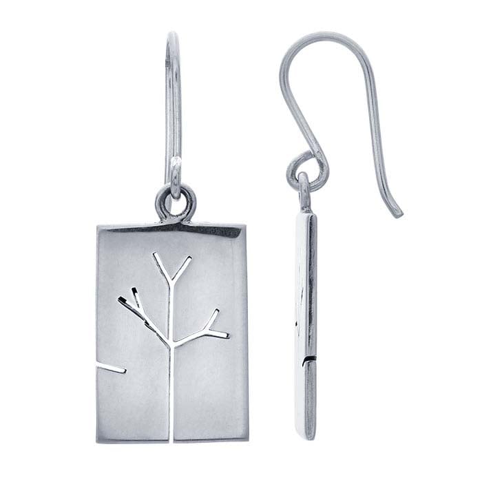 Sterling Silver Earrings with Tree Cutout
