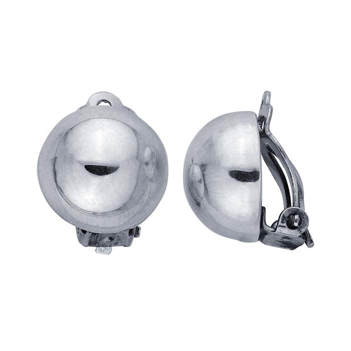 Sterling Silver Half Bead Clip Earrings