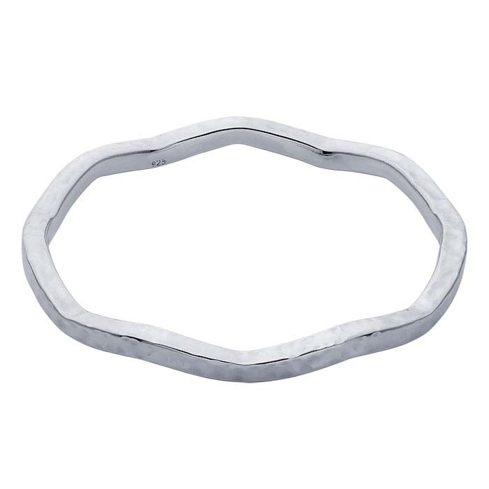 Sterling Silver Hammered Wavy Bangle Bracelet