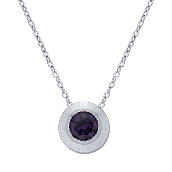 Sterling Silver Charm with Birthstone Crystal, February