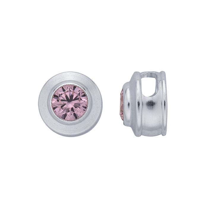 Sterling Silver Charm with Birthstone Crystal, October