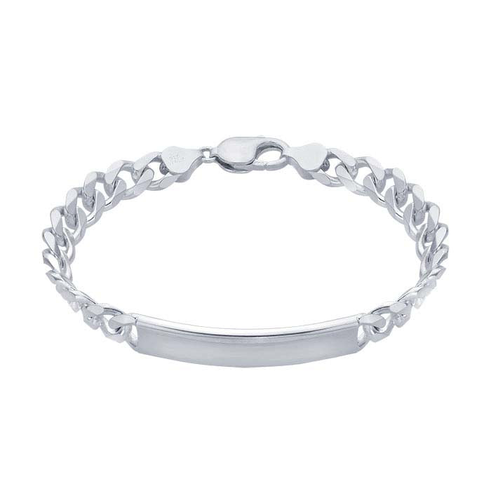 Sterling Silver 5.1mm Beveled Curb Chain ID Bracelet