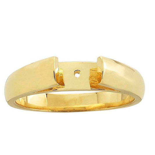 خاتم شنك كاتدرائية نصف دائري مسطح ثقيل الوزن من الذهب الأصفر عيار 14 قيراط