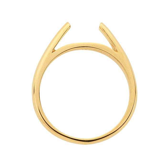 14K Yellow Gold Heavyweight Flat End Half-Round Cathedral Ring Shank