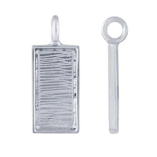 حامل قلادة مستطيل من الراتنج 21 × 10 مم من الفضة الإسترلينية