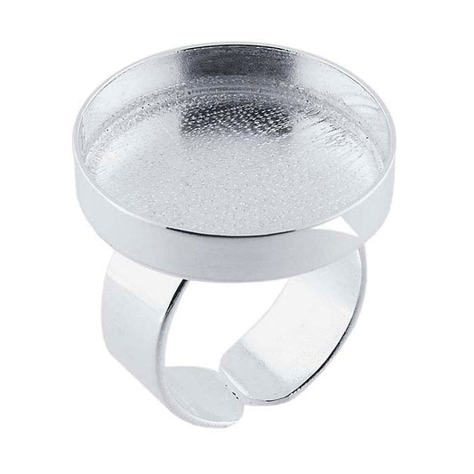 حامل خاتم راتنج دائري فضي عيار 22 ملم، قابل للتعديل