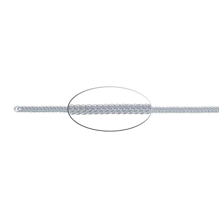 Sterling Silver 1.9mm Square Foxtail Chain, By the Foot