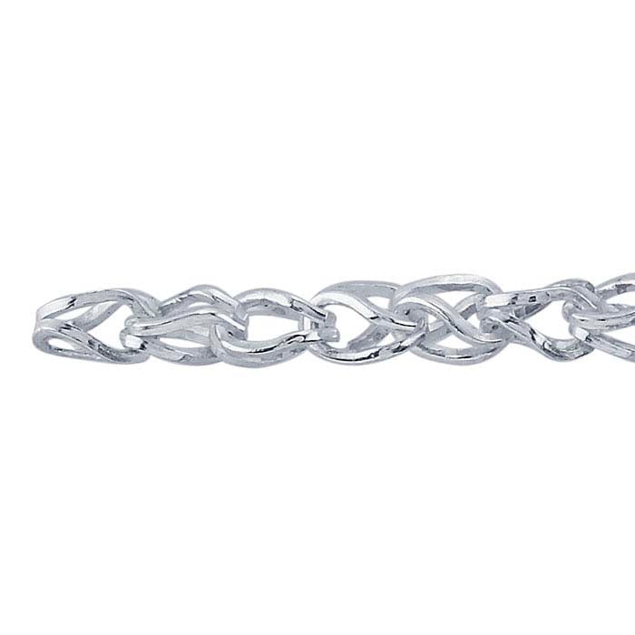 Sterling Silver 2.6mm Open Twist Foxtail Chain, By the Foot