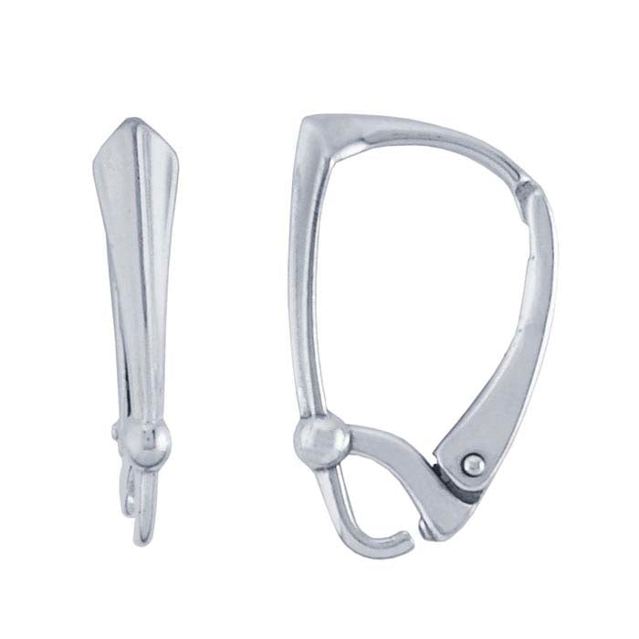 Sterling Silver Lever-Back Ear Wire with Art Deco Shield and Open Ring