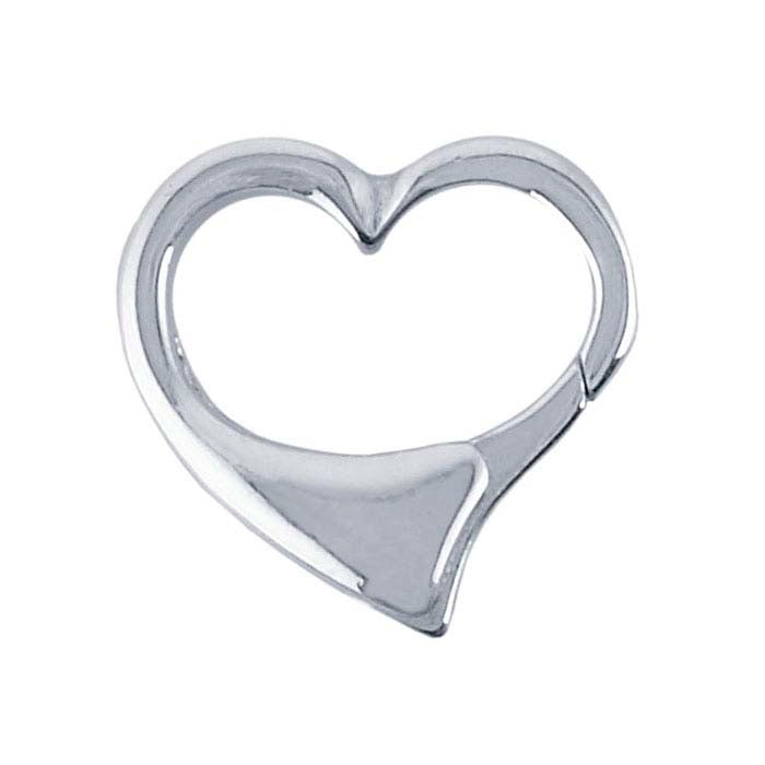 Sterling Silver 13.5 x 13.5mm Heart Push Clasp