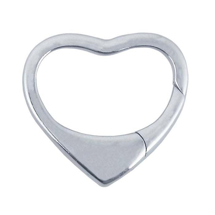 Sterling Silver 23 x 22.5mm Heart Push Clasp