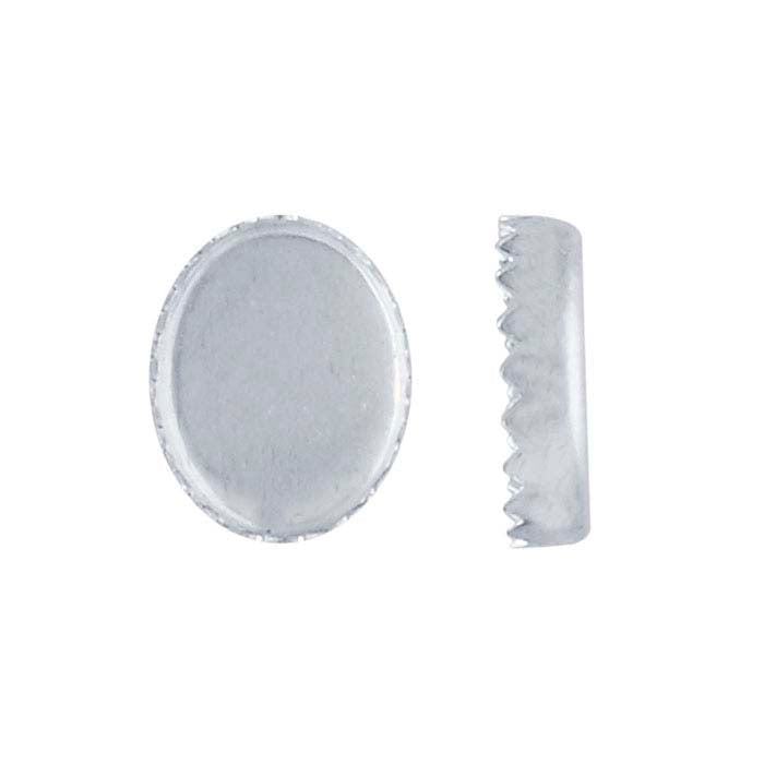 Sterling Silver 9 x 7mm Oval Serrated-Edge Bezel Cup Setting