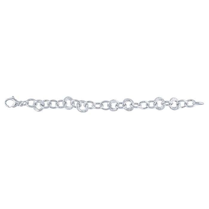 Sterling Silver 13.1mm Hollow Link Cable Chain Bracelet