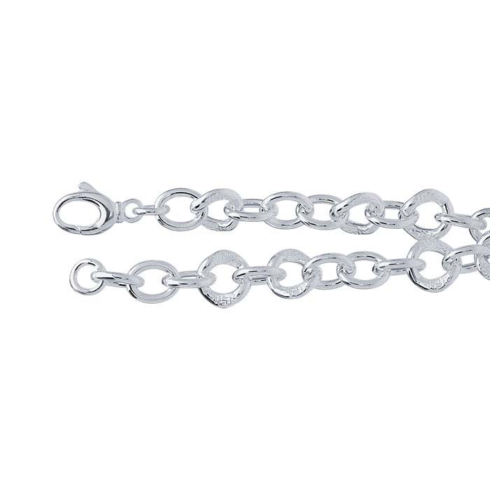 Sterling Silver 13.1mm Hollow Link Cable Chain Bracelet