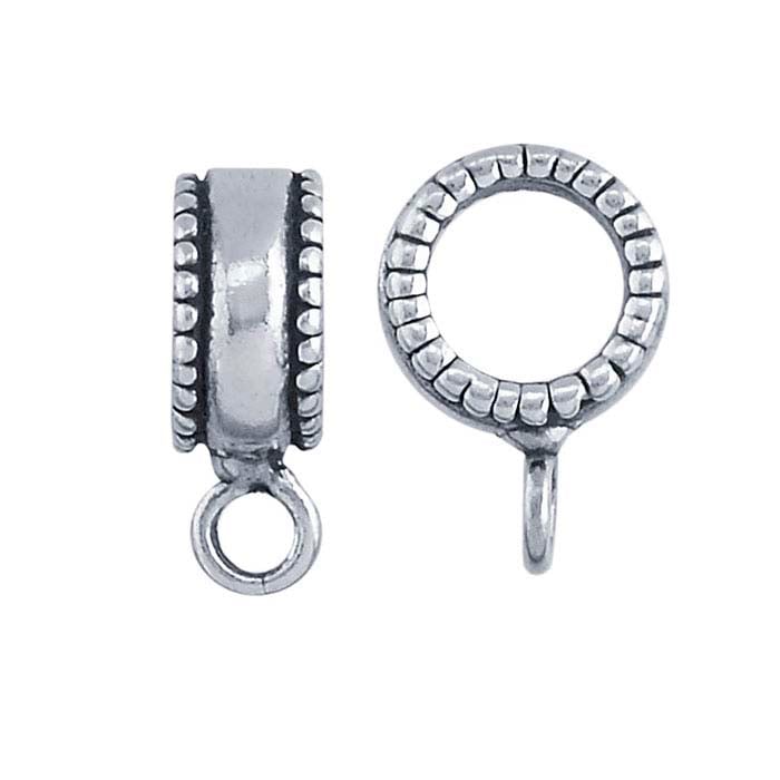 Sterling Silver Beaded-Edge Slide Bail with Ring