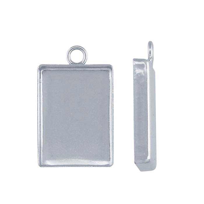Sterling Silver 18 x 13mm Rectangle Resin Component Mounting