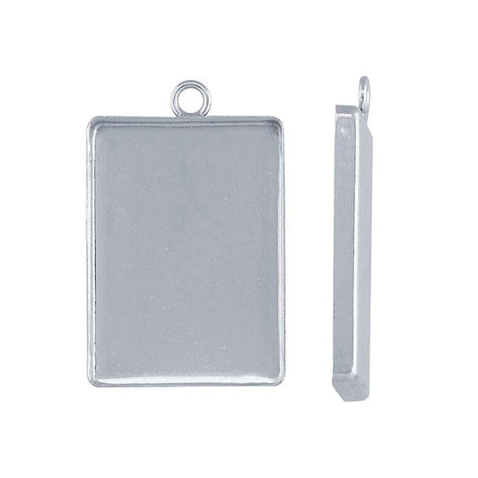 Sterling Silver 25 x 18mm Rectangle Resin Component Mounting