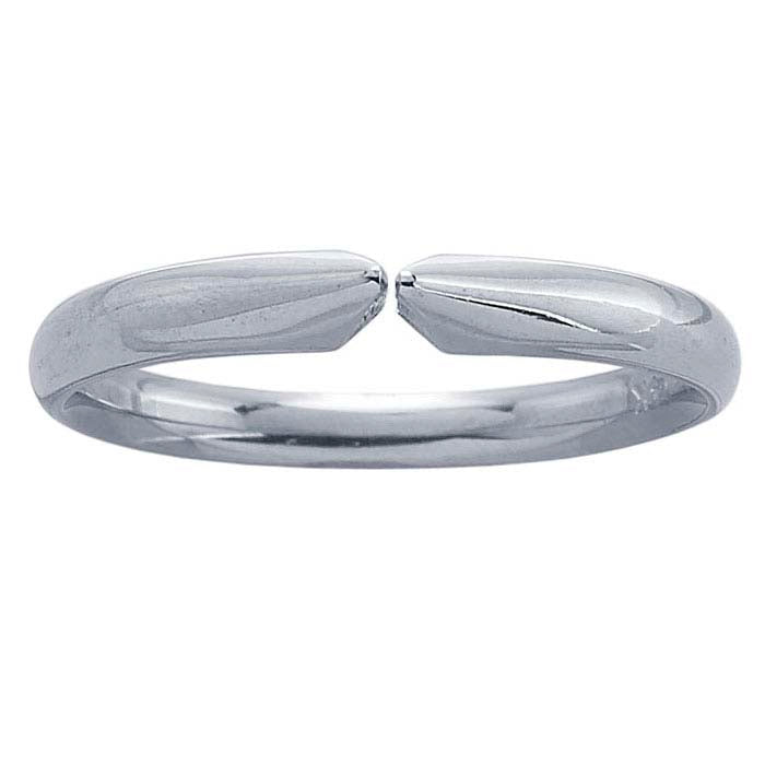 14K White Gold Medium-Weight Pinched Ring Shank, 4-Prong