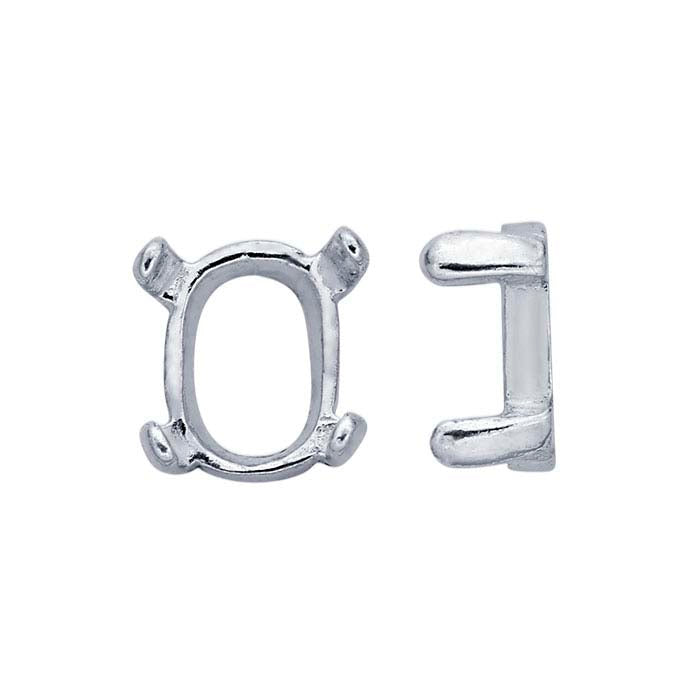 Ovale ReadySet™-Cabochon-Fassung aus Sterlingsilber, 6 x 4 mm, 4-Krappen-Fassung
