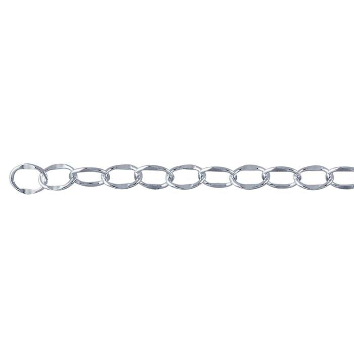 Sidabro 3,8 mm ovalo formos lenkta kabelinė grandinėlė, už pėdą