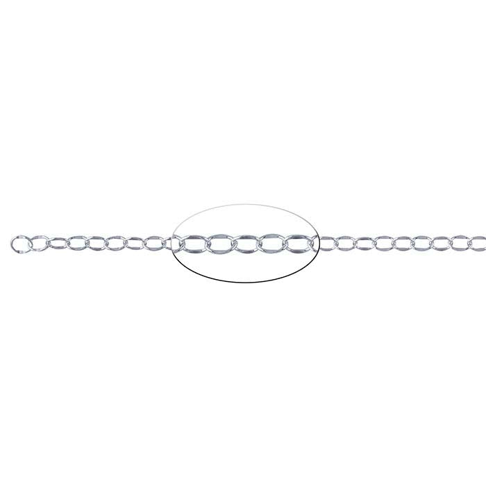 Sterling Silver Dapped Oval Cable Chain