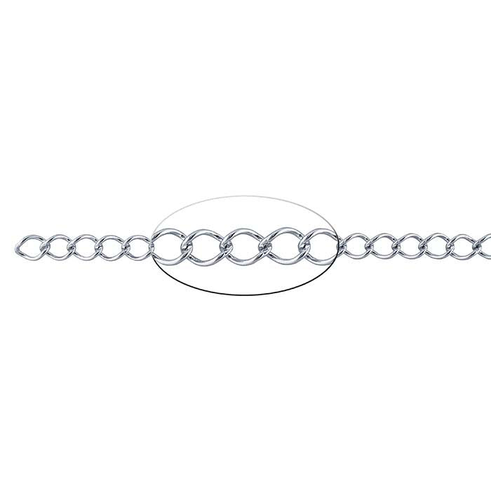 Sterling Silver 6.2mm Curb Chain, By the Foot