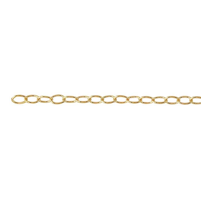 Corrente Oval de Cabo 14/20 Ouro Amarelo Revestido 2,9mm, Por Metro