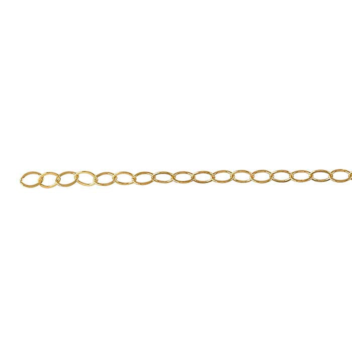 14/20 Guldfyldt 2,3 mm flad oval kabelkæde, pr. fod