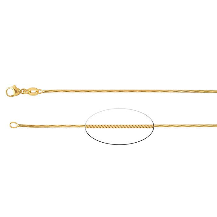 14K Yellow Gold 1.2mm Unseamed Snake Chain