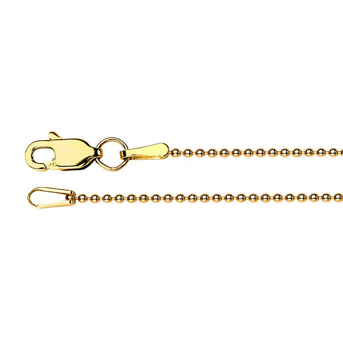 14K Gult Guld 1mm Kulkedja