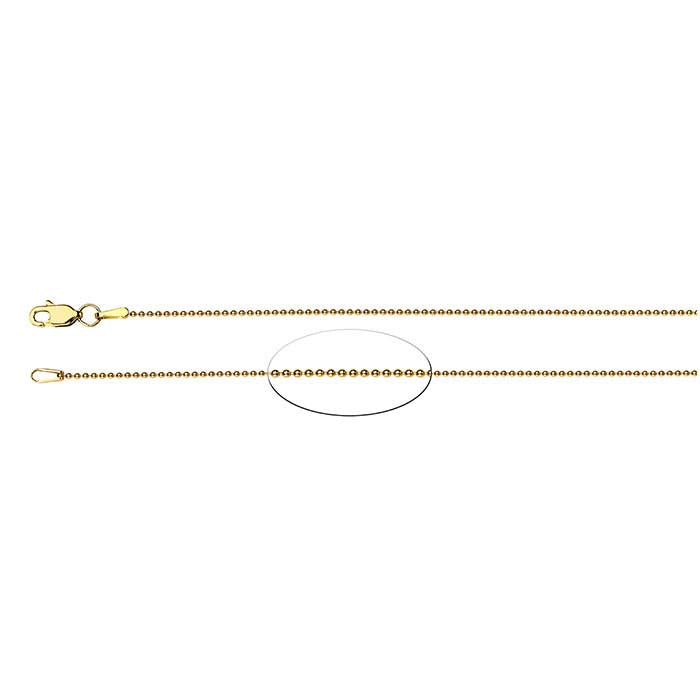 14K Gult Guld 1mm Kulkedja