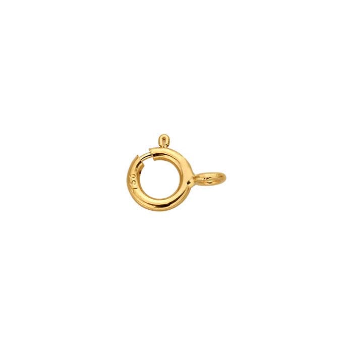 18K Yellow Gold 7.6 x 5mm Spring Ring Clasp with Open Ring