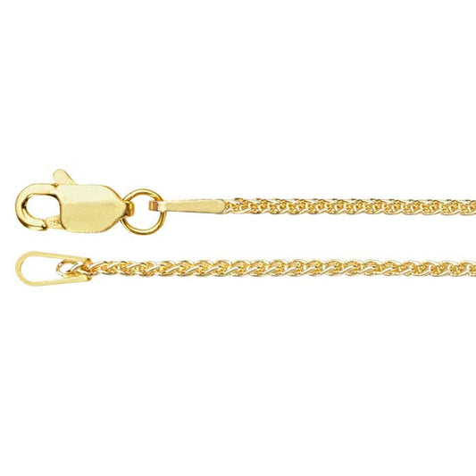 18K Yellow Gold 1.2mm Round Wheat Chain