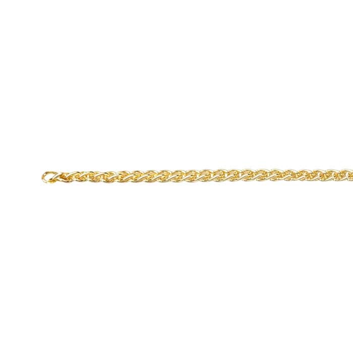 18K Yellow Gold 1.2mm Round Wheat Chain, By the Inch