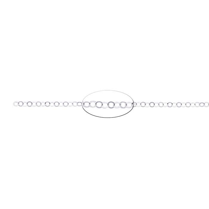 Sterling sølv 3,6 mm flat oval kabelkjede, per fot