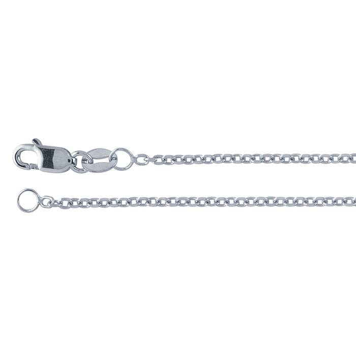 14K White Gold 1.5mm Beveled Oval Cable Chain