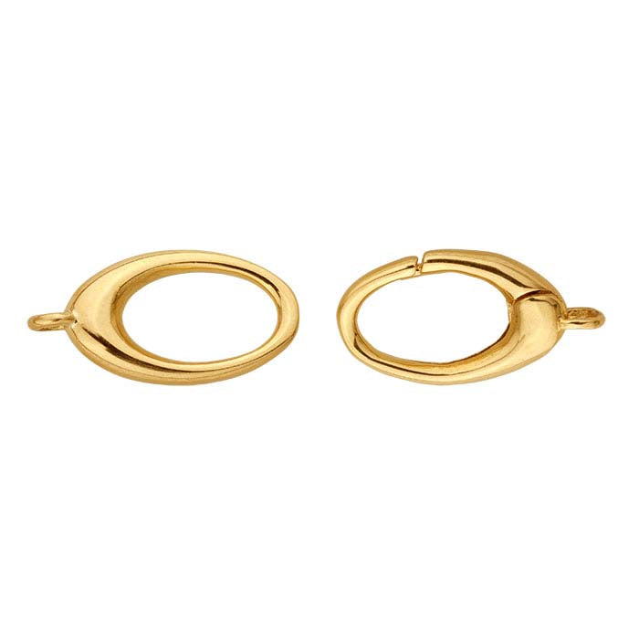 18K Geltono Aukso 31 x 8.8 mm Ovalus Kabliuko ir Kilpos Užsegimas