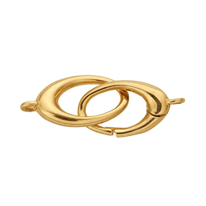 18K Yellow Gold 31 x 8.8mm Oval Hook & Eye Clasp