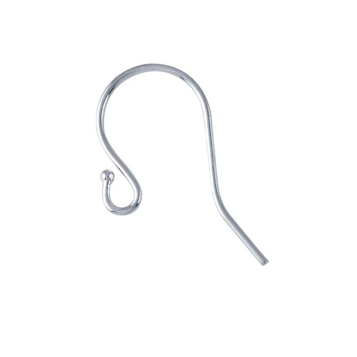 14K White Gold Rhodium-Plated Ear Wire with Loop and Ball End