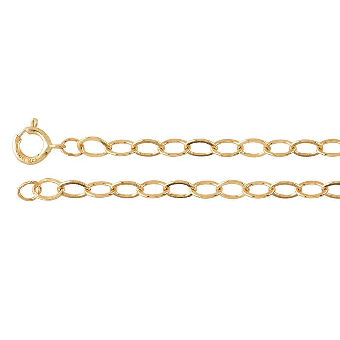 14K Yellow Gold 2.8mm Flat Oval Cable Chain