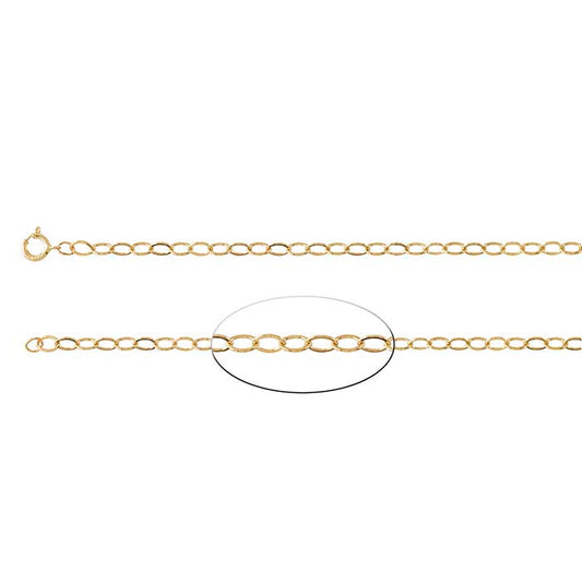 14K Yellow Gold 2.8mm Flat Oval Cable Chain